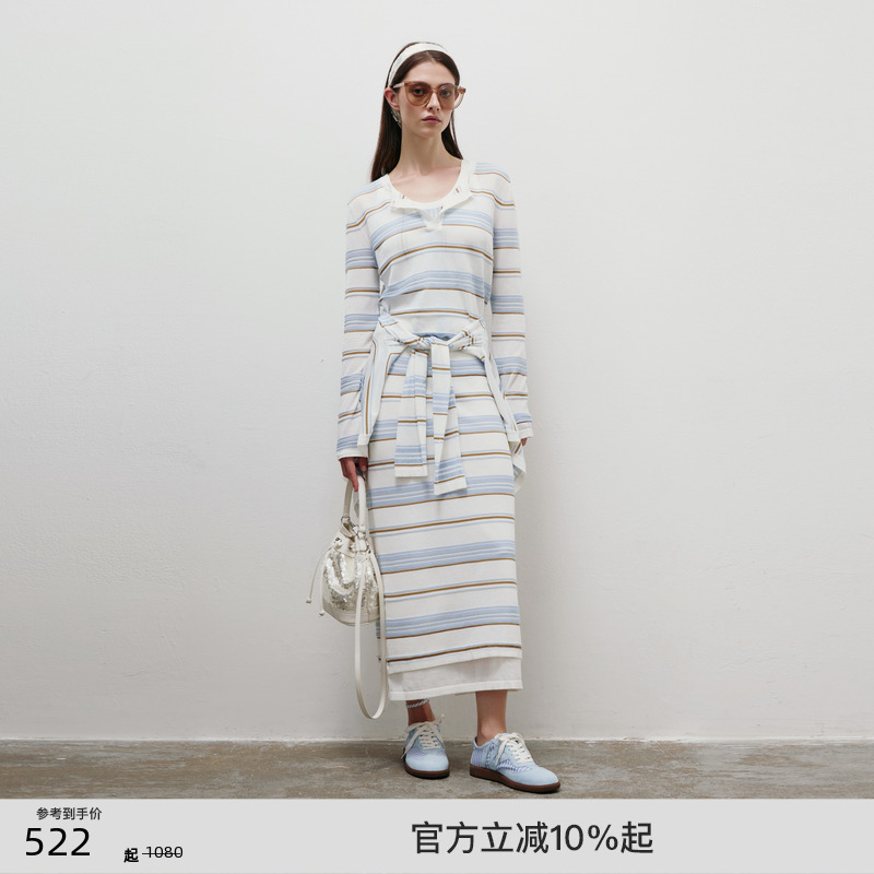 lostinecho条纹针织衫吊带裙