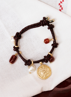 lost in echo2026春夏新款好运红玛瑙饰品珍珠项链手链耳饰套装女