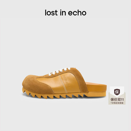 lostinecho一脚蹬牛皮勃肯拖鞋