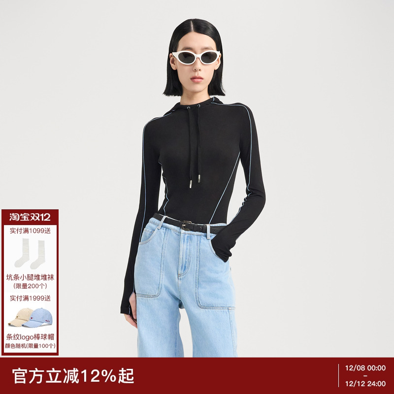 lostinecho连帽羊毛针织衫女