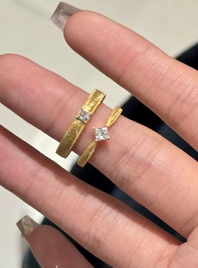 柏诗艾菲S925纯银素圈拉丝工艺戒指小众设计轻奢简单百搭情侣对戒