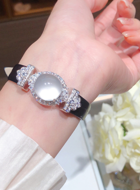 柏诗艾菲925银带证书水沫玉中白冰鸽子蛋手带阳绿玉髓手链送妈妈