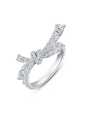 柏诗艾菲S925纯银蝴蝶结满钻排钻戒指小众设计轻奢精致百搭