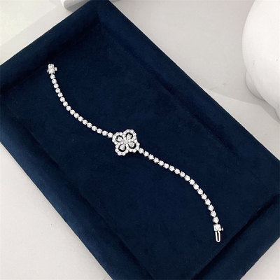 柏诗艾菲意大利四叶草手链满钻不掉色锆石高品质简单百搭高级气质