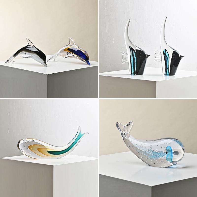 艺术手工玻璃海洋系列摆件客厅酒柜卧室书架搭配饰品海豚鲸鱼摆件,家居饰品,花瓶,淘宝优惠券,粉丝福利购,淘宝优惠卷