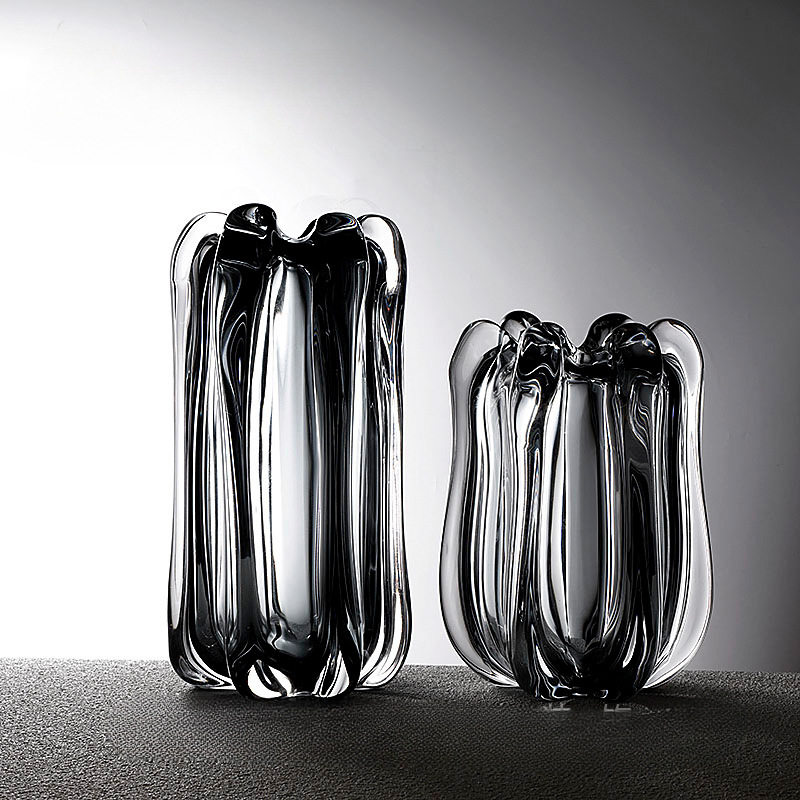 轻奢极简现代厚重琉璃灰色玻璃花瓶样板间售楼处客厅餐桌家居饰品,家居饰品,花瓶,淘宝优惠券,粉丝福利购,淘宝优惠卷