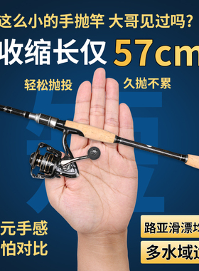 龙之首伸缩路亚竿便携迷你海竿抛竿超轻超硬滑漂杆短节路滑竿套装