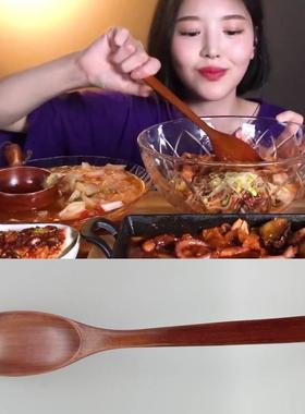 韩国boki同款勺子特大号吃播餐具木勺日式木质吃饭汤勺长柄炒菜勺