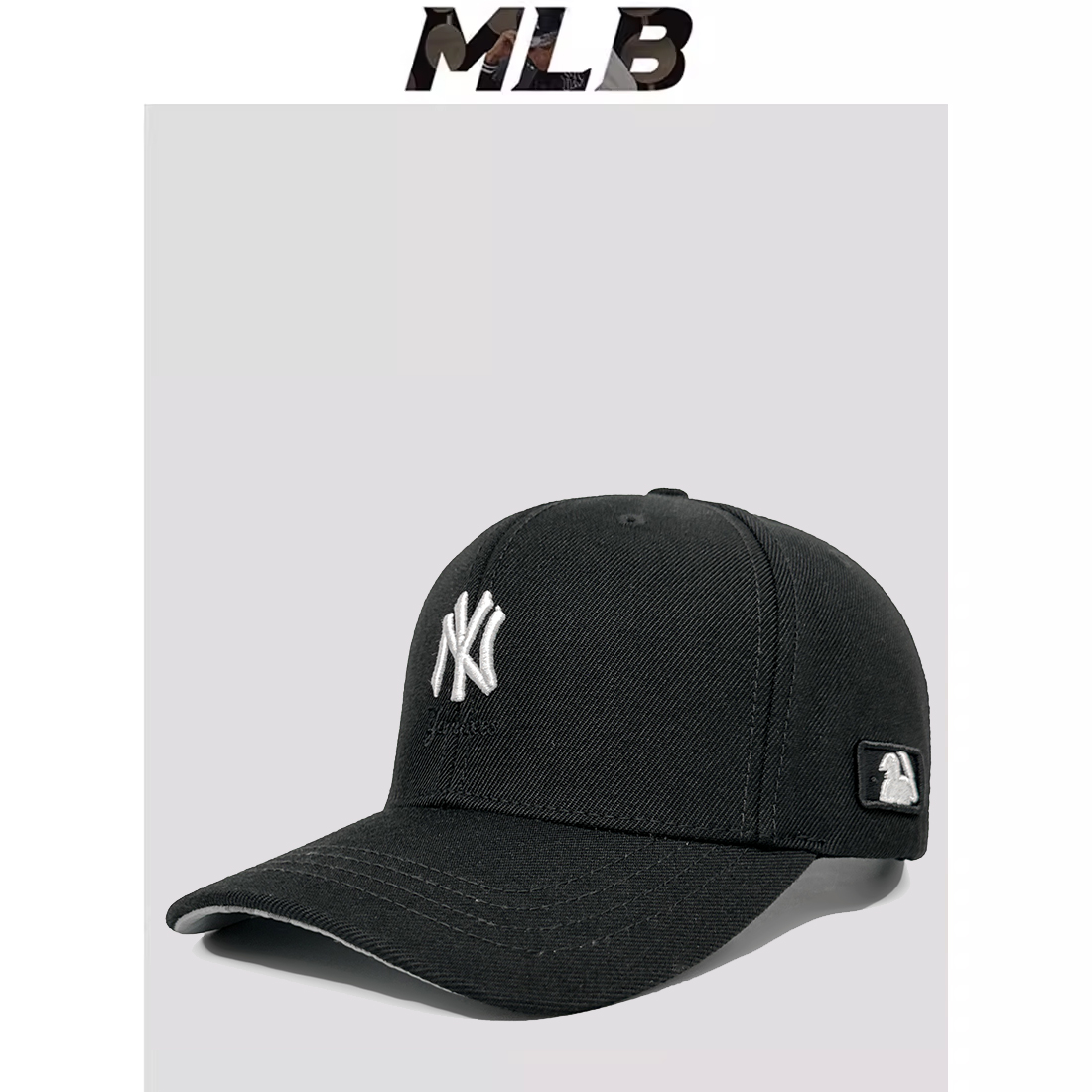 mlb帽子小标硬顶棒球帽春夏新款2023专柜正品黑色ny弯檐鸭舌帽