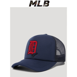 mlb棒球帽夏季网帽弯檐帽子2025年爆款女休闲字母藏蓝色ny鸭舌帽