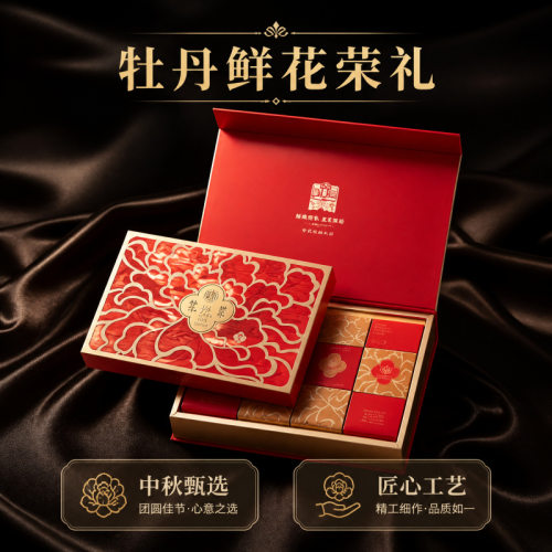 山姆超市稻香村【牡丹鲜花-荣礼】京式传统五仁豆沙月饼中秋月饼