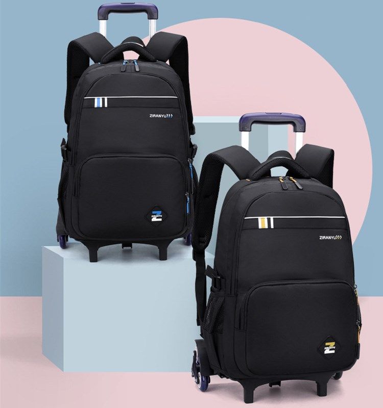 初高中学生拉杆书包男孩带轮手拉式拖杆书包双肩包可以拖的推拉包