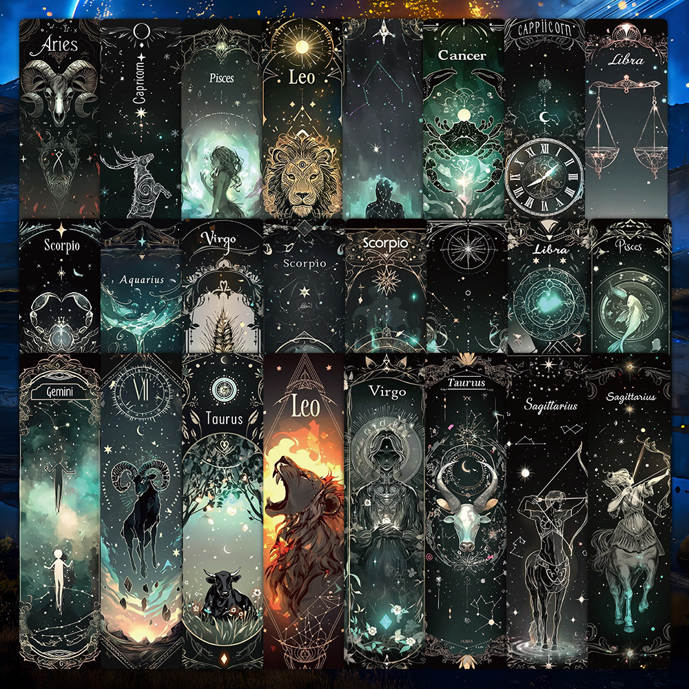 48张十二星座书签ins小众高级感精美创意书籍阅读标记纸质书页夹图片