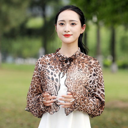 防晒披肩女夏季开车骑行防紫外线宽松薄款雪纺遮阳斗篷披衣空调衫