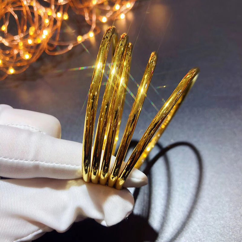 3D硬金时尚简约手镯女款手环足金999金亮面镯子圆镯结婚送礼女款