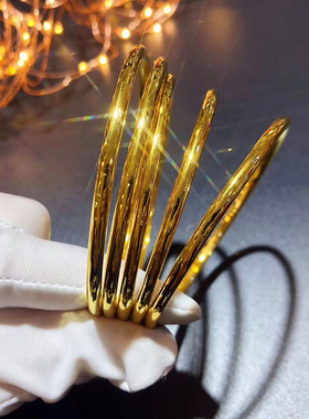 3D硬金时尚简约手镯女款手环足金999金亮面镯子圆镯结婚送礼女款