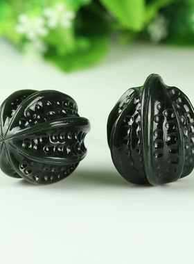 和田玉手球手把件青玉核桃手球手玩件 手工雕刻核桃把玩件附证书