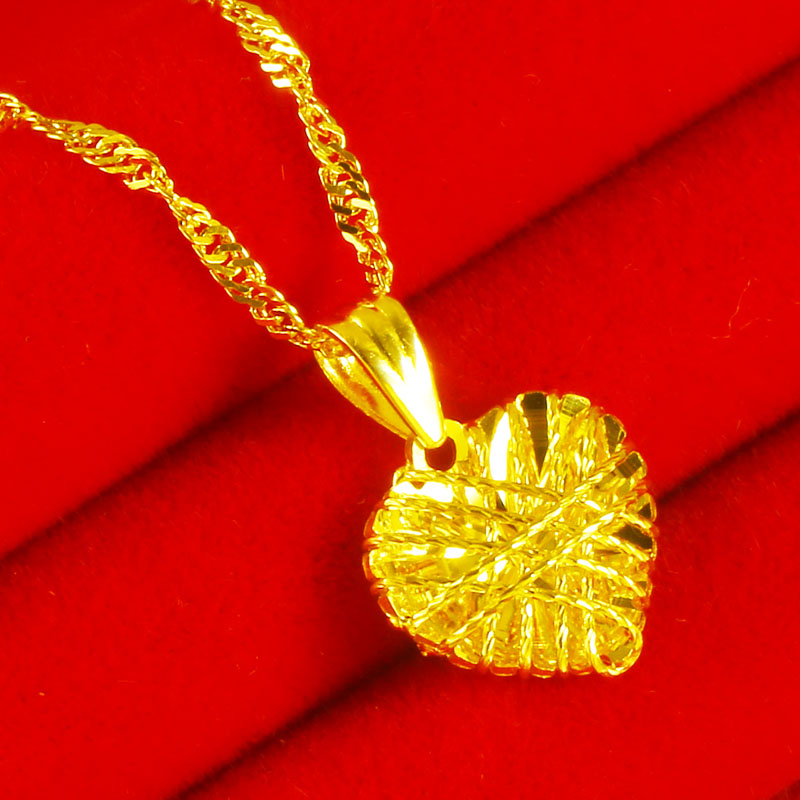 黄金项链女款AU750真金链子18K金套链纯金首饰彩金心形送女友