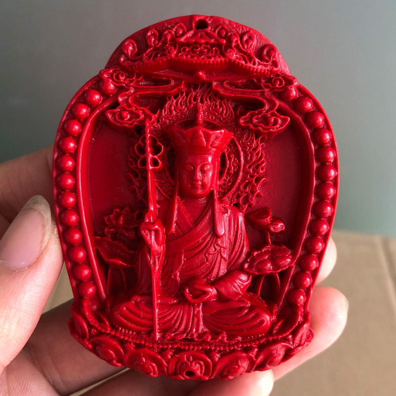 天然朱砂地藏菩萨像地藏王佛像吊坠本命佛释迦摩尼守护随身戴挂件