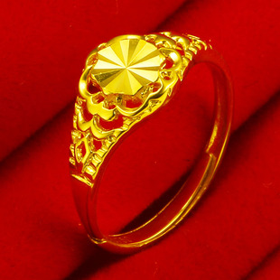 黄金戒指足金色AU750纯金不掉色真金送自己结婚送妈妈