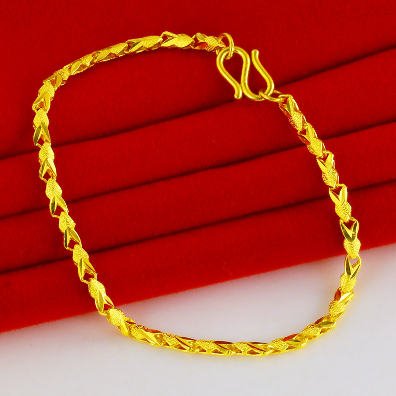 黄金手链女款9999足金美妆链倒模小金鱼结实素金按克重计价长