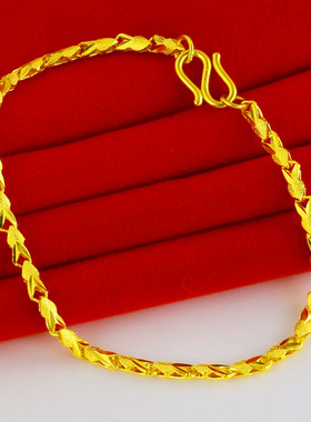 黄金手链女款9999足金美妆链倒模小金鱼结实素金按克重计价长