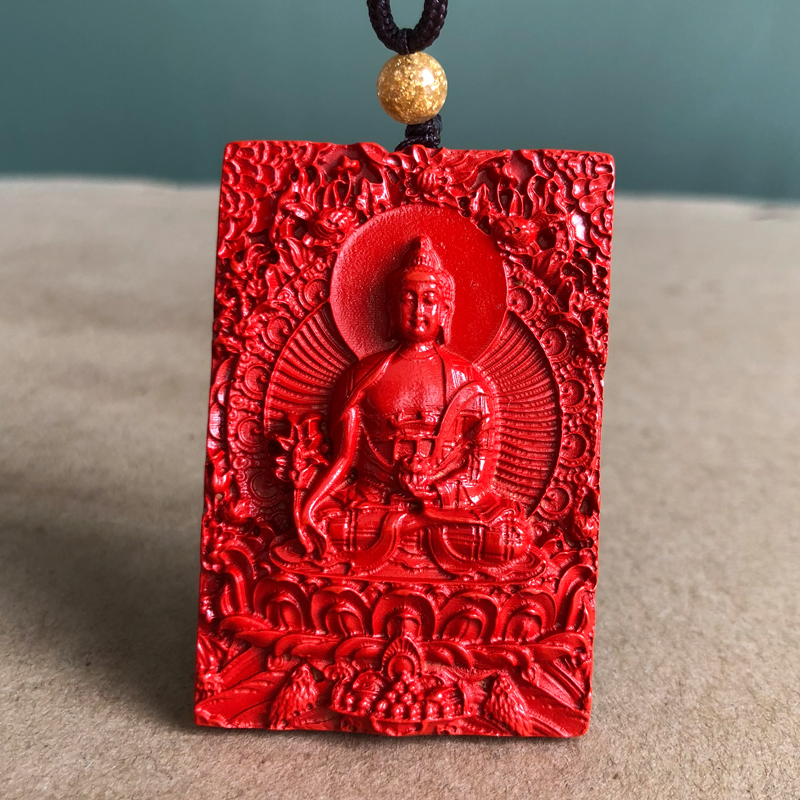 真朱砂红色大日如来本命佛项链12生肖羊猴人佛缘随身佩戴药师挂件
