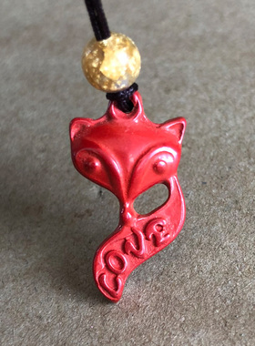 帝王红朱砂动物小狐吊坠男女本命年人缘爱意项链送情侣随身项链
