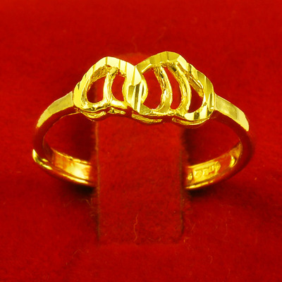 黄金戒指女款9999足金爱心形纯金指环心心相印送女友生日礼物