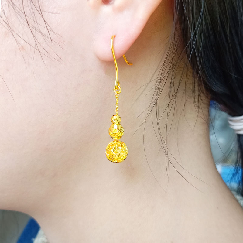 黄金耳环9999足金耳坠女绣球纯金首饰真金耳饰送女友生日礼物
