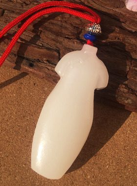 新疆阿富汗白玉旗袍吊坠 女款古典风旗开得胜毛衣链饰品挂件