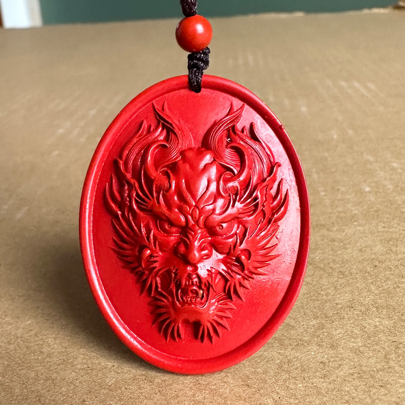 高含量红朱砂老虎豹子头挂件 男友威武霸气脖子佩戴礼物饰品兽面