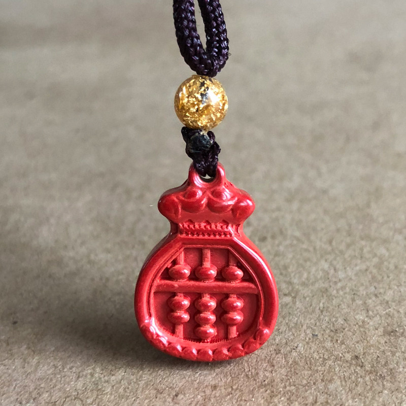 如意算盘男款项链帝王红朱砂纳福袋儿童宝宝随身如意算盘生日吊坠