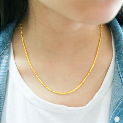 黄金项链9999足金女款真金链子结婚首饰纯金素链小金鱼送妈妈