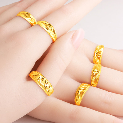 黄金戒指9999足金指环素金纯金首饰男女款真金子送妈妈按克重