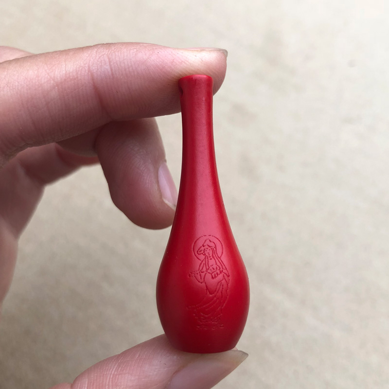 原色朱砂红莲花宝瓶吊坠观音菩萨平安六字真言挂件瓶坠结婚用礼品