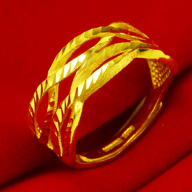 黄金戒指男女款9999足金8字食指环男士结婚纯金首饰发财素金