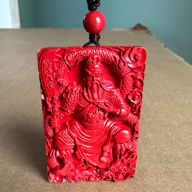 保真帝王红朱砂御龙关帝圣君吊坠 武财神关二爷随身霸气男友礼物
