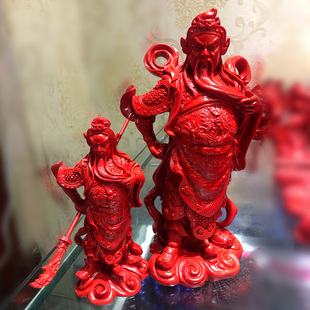 大刀关公关二爷摆件 原色朱砂财神爷神像武财神供奉招财镇宅桌面