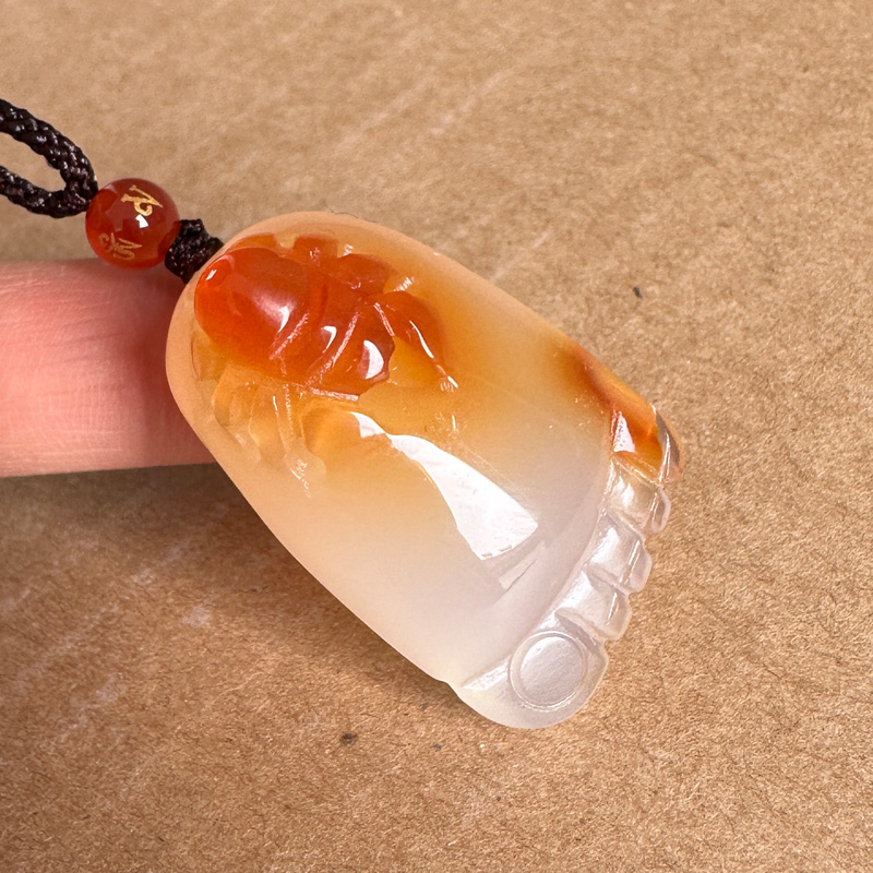 正宗天然玉髓脚丫吊坠男女随身知足常乐儿童美女礼物项链挂坠