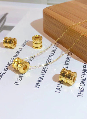 黄金小蛮腰吊坠手串锁骨项链999足金时尚简约转运珠手串3D硬金女