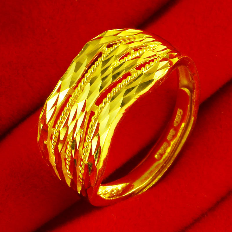 黄金戒指女款9999足金纯金指环素圈素金结婚首饰按克重送老婆