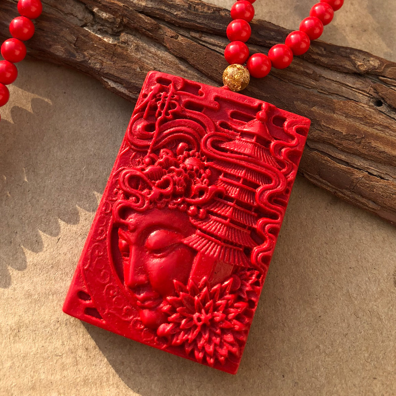 本命年镇宝塔吊坠 原色朱砂佛塔男女心中有佛挂件项链