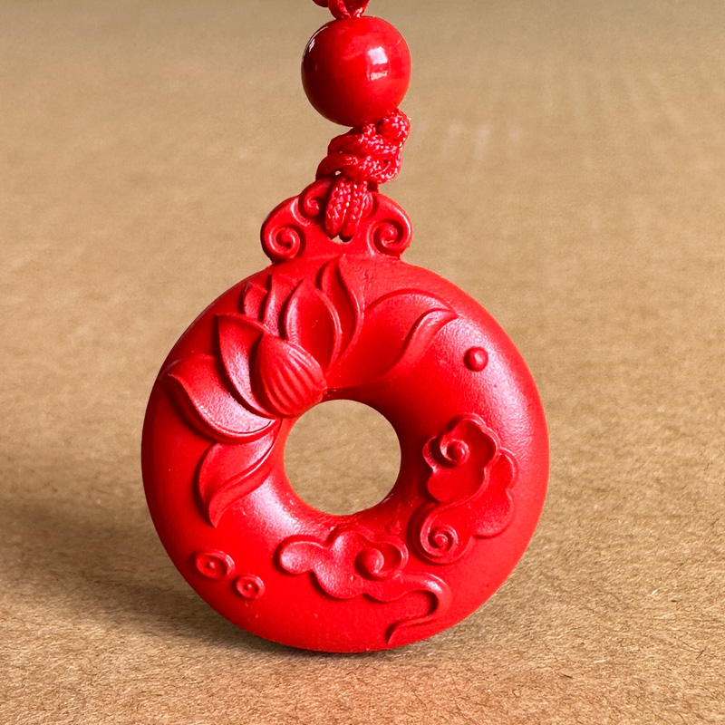 保真正宗帝王红朱砂莲花平安扣吊坠男女净心一品清莲挂件女友礼物