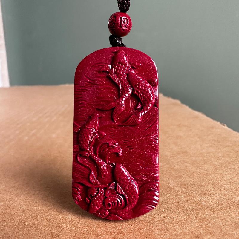 保真紫朱砂四条鱼吊坠平步青云飞黄腾达蒸蒸日上挂件文曲助能量