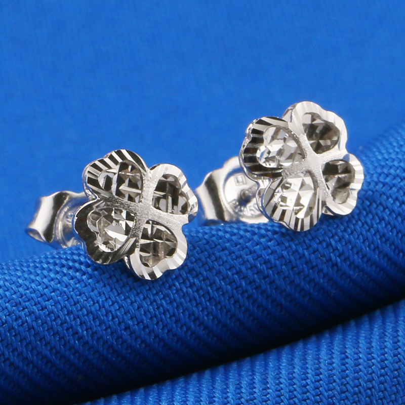 铂金耳钉pt950白金耳环女款四叶草爱心形送女友生日礼物按克