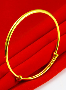 黄金手镯女款18K金镯子纯金手环AU750真金实心光面素圈送妈妈
