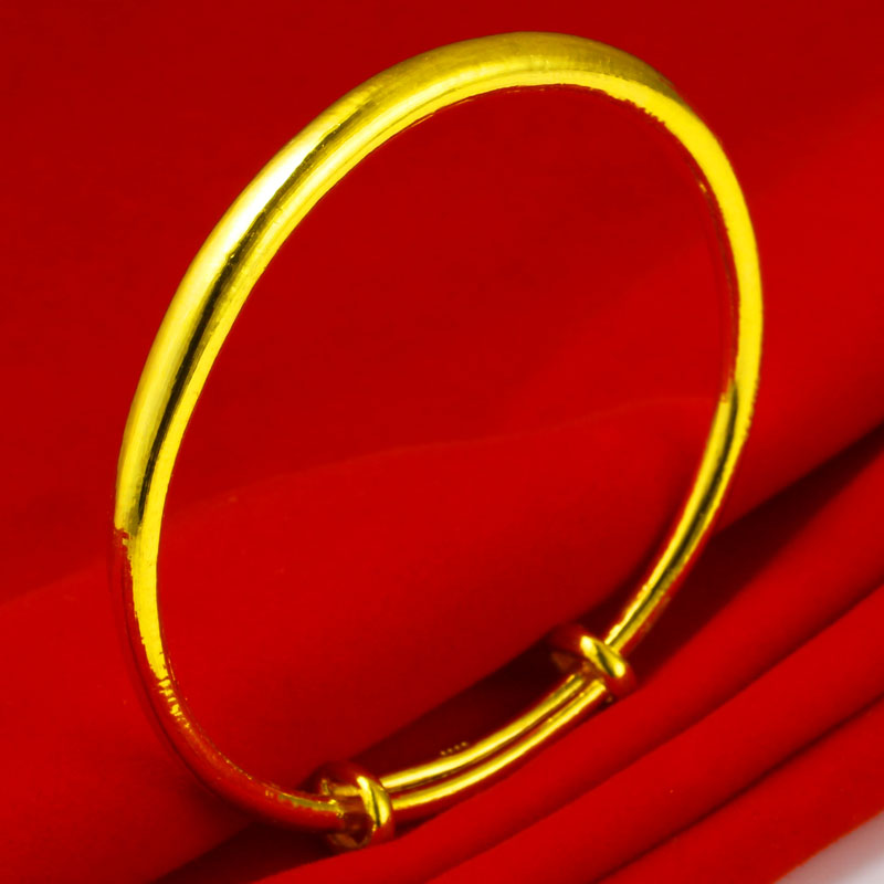 黄金手镯女款9999足金纯金镯子真金实心光面素圈送妈妈按克重