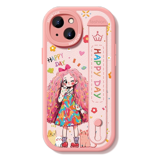 适用苹果15手机壳腕带iphone13pro保护套女款ip14plus防摔支架12mini硅胶全包11max新款xs/xr女孩8/7/6软外壳