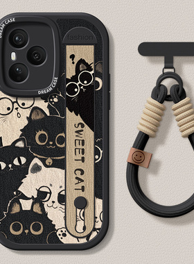 适用荣耀500pro手机壳腕带honor400保护套300新款200硅胶100支架90GT防摔80/70pro+全包60se女款猫咪壳